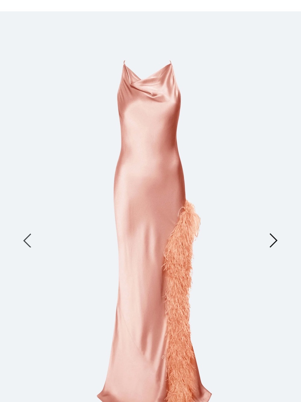 La Pointe Satin Gown with Feather Trim - Blush Pink - Worn Once!
